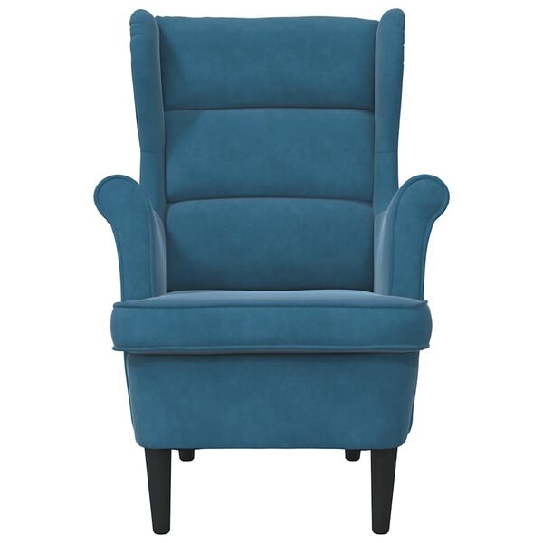 vidaXL Armchair Blue Velvet, Plywood Standard Armchair Rectangular
