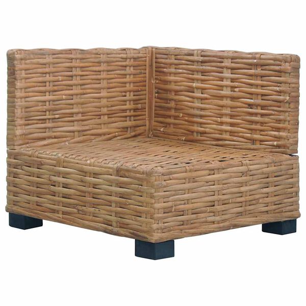 vidaXL Corner Sofa Brown Natural Rattan Medium Sturdy Corner Sofa