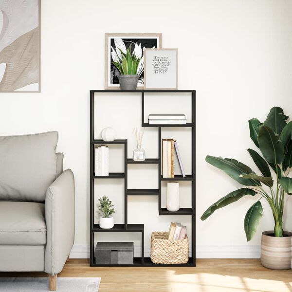 vidaXL Bookcase Black Engineered Wood 28.3 x 7.9 x 47.2 in Bookcase