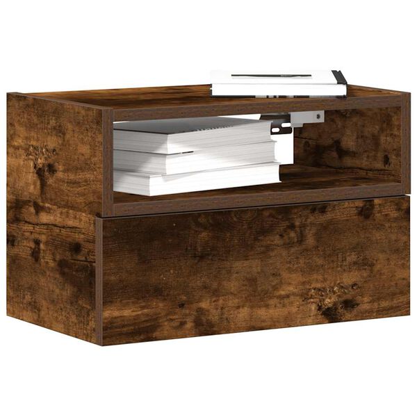 vidaXL Wall-mounted Bedside Cabinet Set of 2 Smoked Oak Engineered wood