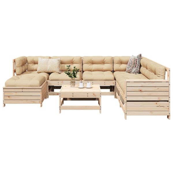 vidaXL Garden Sofa Set Natural Wood Solid Pine Wood, Plywood Large
