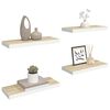 vidaXL Wall Shelf Set of 4 Oak and White Honeycomb MDF, Metal Standard