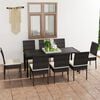 vidaXL Dining Set Black Poly rattan, powder-coated steel, glass