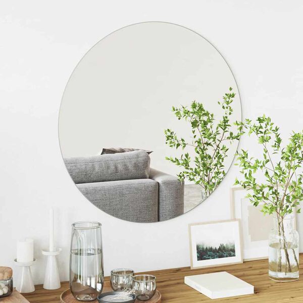 vidaXL Wall Mirror Round &Oslash; 27.56 in Tempered Glass