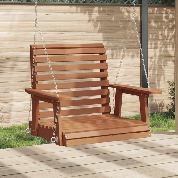 vidaXL Garden Swing Chair Brown Solid fir wood, galvanized iron