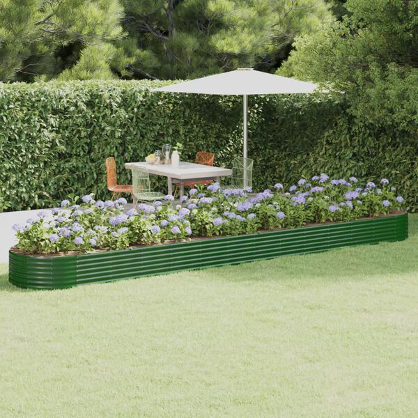 vidaXL Garden Raised Bed Green Powder-coated steel Large Durable