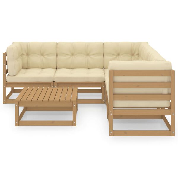 vidaXL Garden Lounge Set Honey Brown Solid pinewood, fabric (100% polyester)