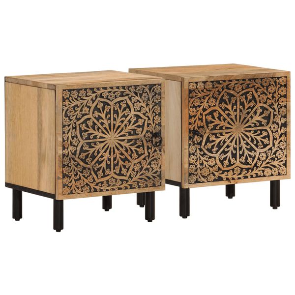 vidaXL Bedside Cabinets 2 pcs 15.7"x13"x18.1" Solid Wood Mango