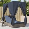 vidaXL Double Sun Lounger with Roof and Curtains Gray Poly Rattan