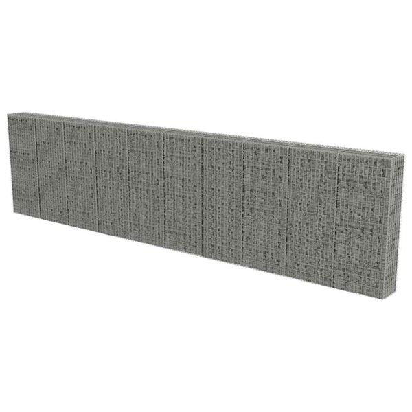 vidaXL Gabion Wall with Covers Galvanized Steel 236"x11.8"x59"
