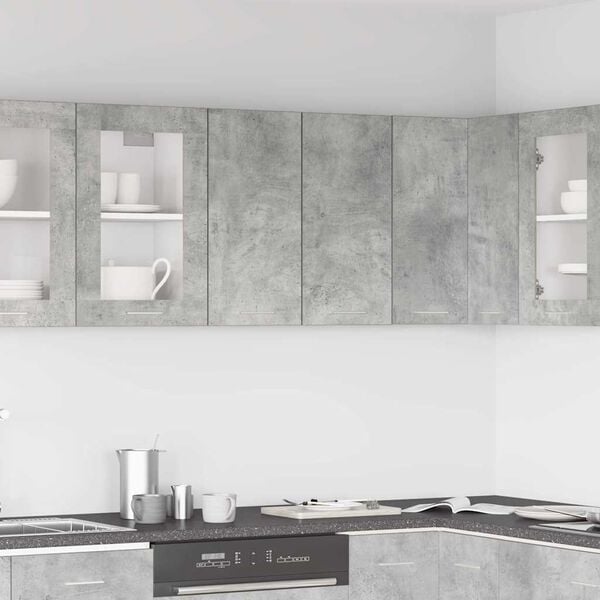 vidaXL Hanging Cabinet Concrete grey Engineered wood Modern