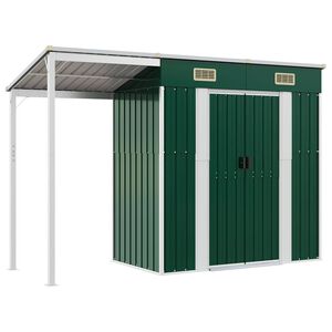 vidaXL Garden Shed Green Galvanized steel, Plastic Large Garden Shed