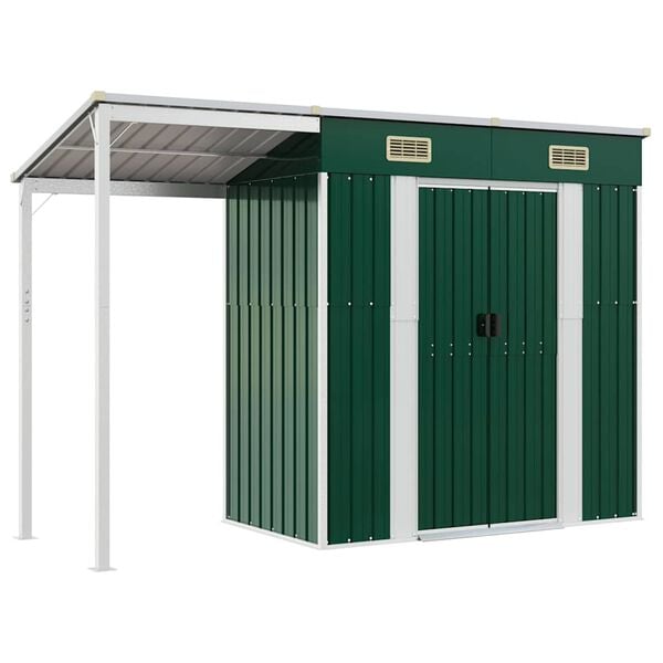 vidaXL Garden Shed Green Galvanized steel, Plastic Large Garden Shed