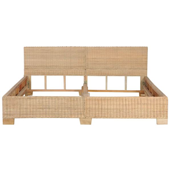 vidaXL Bed Natural Rattan Mahogany Wood Super King Classic/Traditional