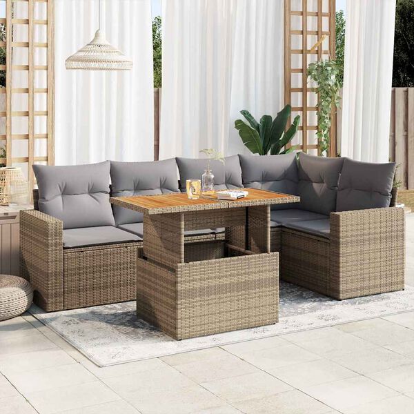 vidaXL Garden Sofa Set Beige, Light Grey