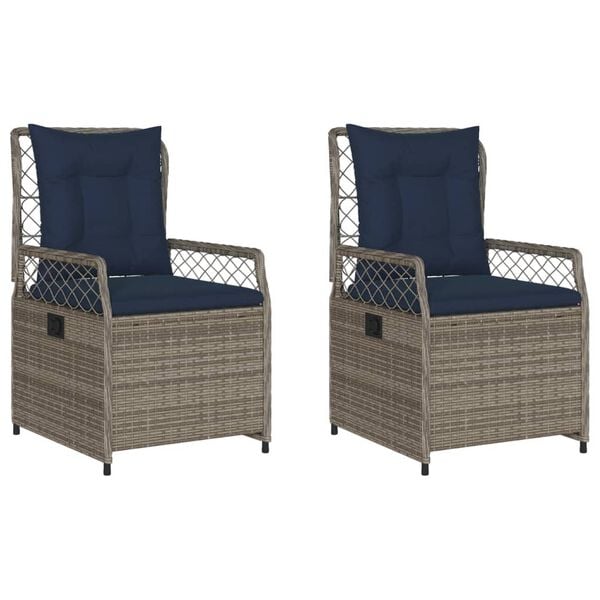 vidaXL Reclining Patio Chair Gray PE rattan Standard Adjustable Feet