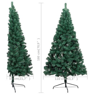 vidaXL Artificial Half Christmas Tree with LED&Stand Green 70.9" PVC