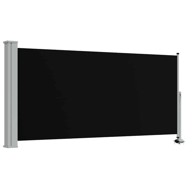 vidaXL Side Awning Black screen + Grey stand
