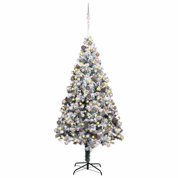 vidaXL Artificial Christmas Tree White 70.9" PVC and Steel and Plastic