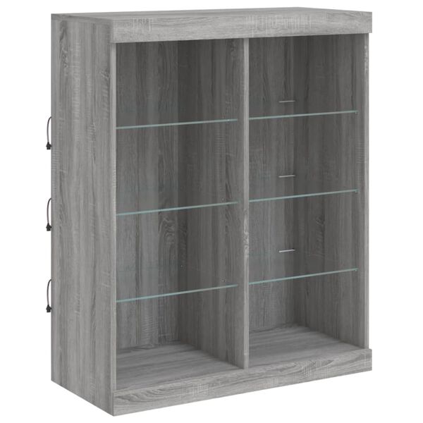 vidaXL Sideboard with LED Lights Gray Sonoma 31.9"x14.6"x39.4"