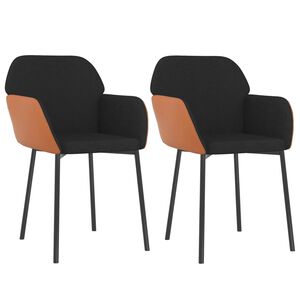 vidaXL Dining Chair Set of 2 Black and Brown