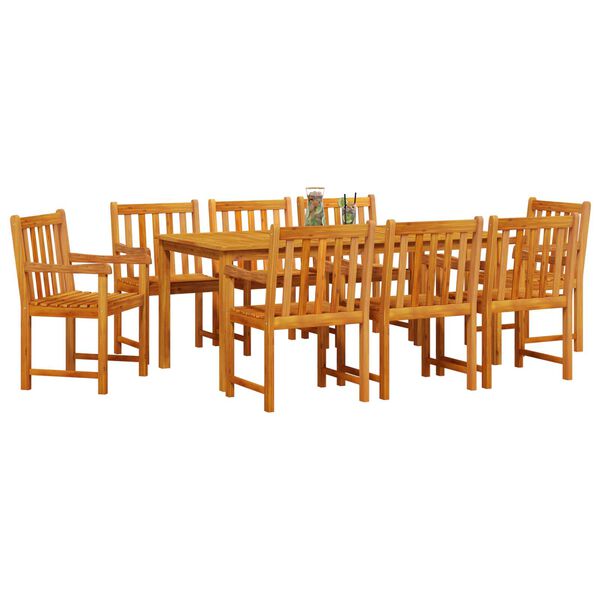 vidaXL Garden Dining Set 9 pcs Brown Solid Acacia Wood