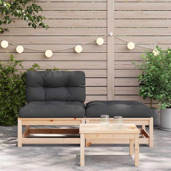 vidaXL Patio Sofa Anthracite, Pine Wood Solid Pine Wood, Oxford Fabric