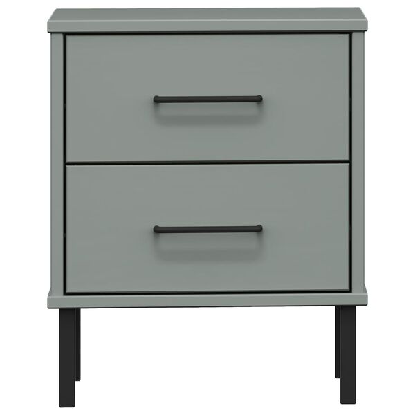 vidaXL Bedside Cabinet Grey Solid pine wood Compact Drawers