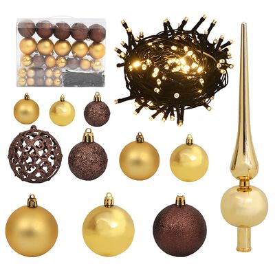 vidaXL Artificial Hinged Christmas Tree 150 LEDs & Ball Set 47.2"