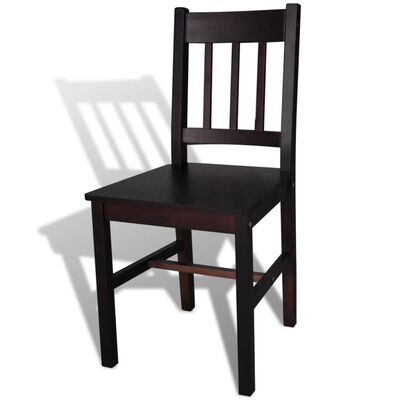 vidaXL Dining Chairs 2 pcs Dark Brown Pinewood