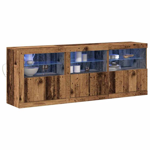 vidaXL LED Sideboard Old Wood 71.26 x 14.57 x 26.38 in Engineered Wood