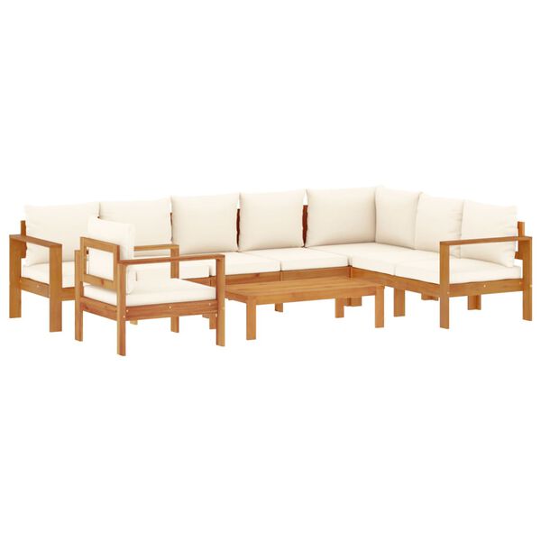 vidaXL Garden Sofa Set Cream white, Natural wood