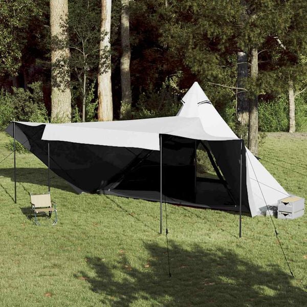 vidaXL Family Tent Tipi 8-Person White Blackout Fabric Waterproof