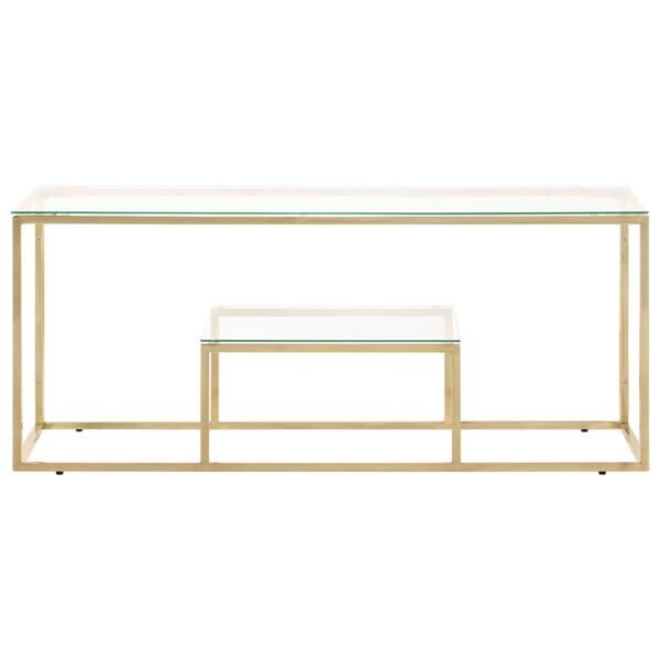 vidaXL Coffee Table Gold Stainless Steel, Clear Glass
