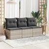 vidaXL Garden Sofa Light Grey Poly Rattan, Powder-Coated Steel, Polyester