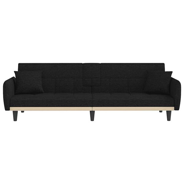 vidaXL Sofa Bed Black 100% polyester fabric, plywood, plastic Large