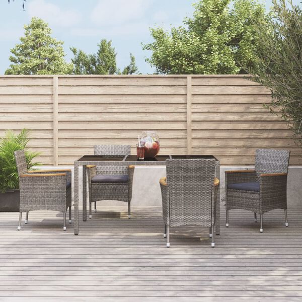vidaXL Patio Dining Set Set of 4 Gray