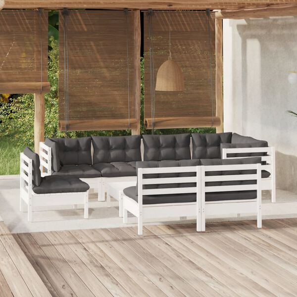 vidaXL Garden Lounge Set White and Anthracite