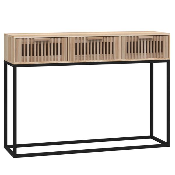 vidaXL Console Table White, Black Engineered wood, Solid pine, Iron Narrow