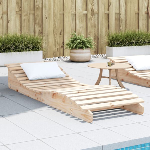 vidaXL Sun Lounger Natural Solid pine wood 80.7 in x 23.6 in x 12.4 in