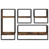 vidaXL Wall Shelf Set Set of 4 Smoked oak Engineered wood, metal Medium
