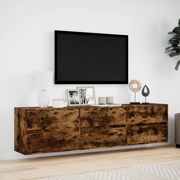 vidaXL TV Wall Cabinet Smoked oak Engineered wood Large TV Wall Cabinet