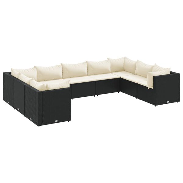 vidaXL Patio Lounge Set Black, Cream White