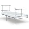 vidaXL Bed Frame Grey Powder-coated metal Twin Durable Twin Bed Frame