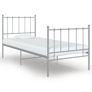 vidaXL Bed Frame Grey Powder-coated metal Twin Durable Twin Bed Frame