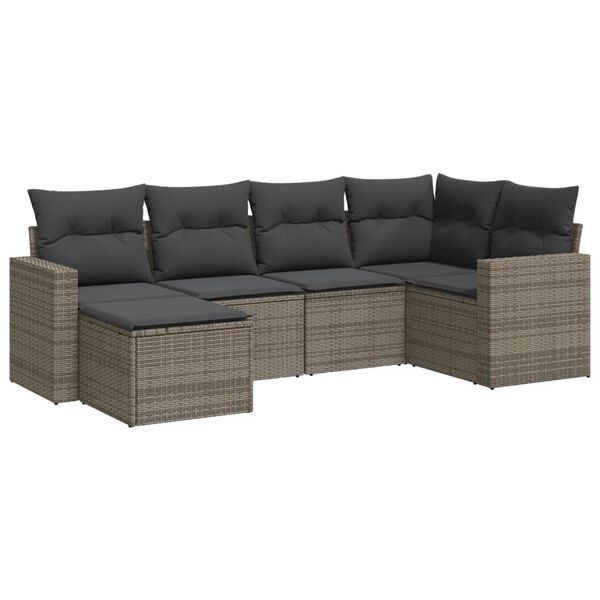 vidaXL Garden Sofa Set Grey PE rattan, powder-coated steel, 100% polyester