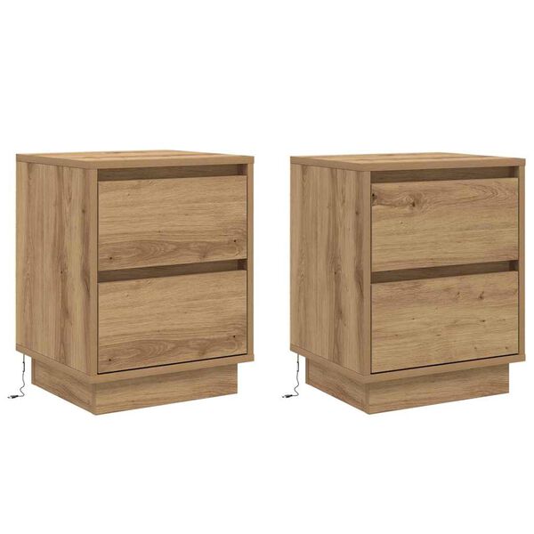 vidaXL Bedside Cabinet 2 pcs Artisan Oak 15.35 x 13.58 x 19.69 in