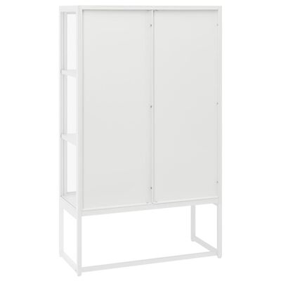 vidaXL Highboard White 31.5"x13.8"x53.1" Steel and Tempered Glass