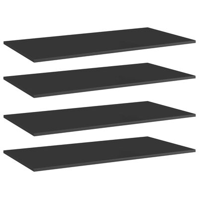 vidaXL Bookshelf Boards 4 pcs High Gloss Black 31.5"x7.9"x0.6" Engineered Wood