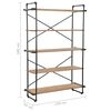 vidaXL Bookshelf Black and natural wood Solid firwood and steel Large